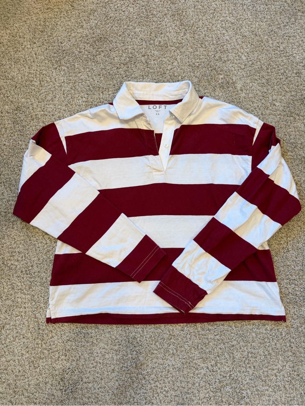 LOFT Women’s Red & White Striped Rugby Shirt - Picture 1 of 5